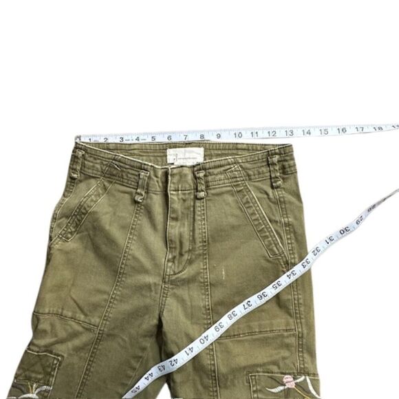 Anthropologie Austen Embroidered Utility Pants Size 26 in Olive Green - Picture 7 of 10
